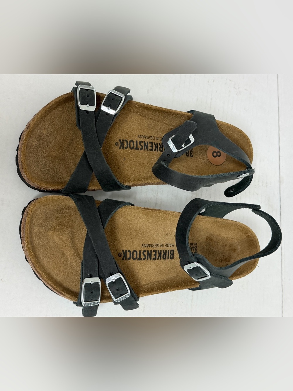 NEW Birkenstock Kumba Leather Adjustable Sandals Black Womens 7 EU 38 Reg READ - Picture 2 of 7